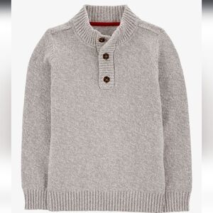Kid's Pullover Ribbed Sweater Gray/Beige Off -White Mock Neck Cotton Boy's 7 /7A